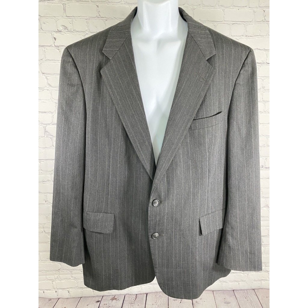 Vtg Hunter Haig Stadiemâs Dark Gray Striped Two Button Blazer Jacket Menâs 46r